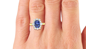 2 Carat Blue Sapphire and Diamond Ring