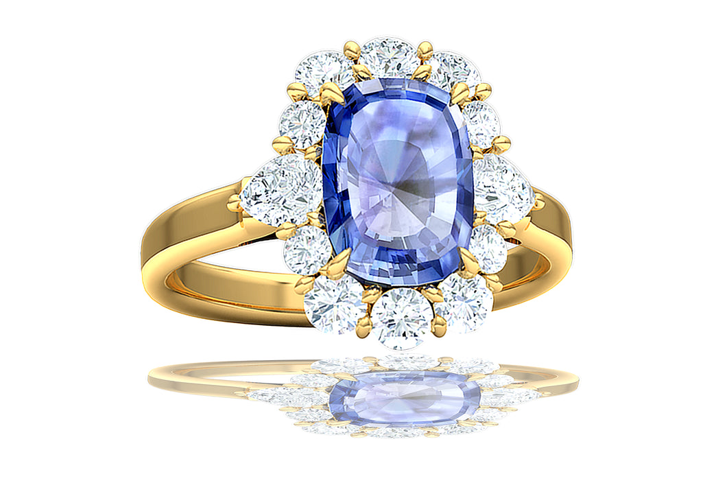 2 Carat Blue Sapphire and Diamond Ring