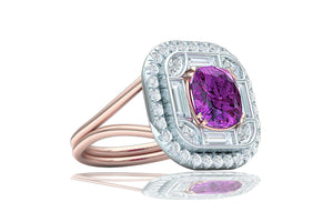 2 Carat Pinkish Purple Sapphire and Diamond Cocktail Ring