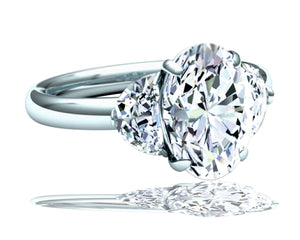 2 Carat H-SI1 GIA Certified Oval Three Stone Engagement Ring