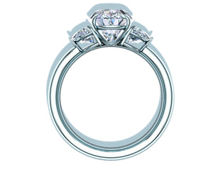 2 Carat H-SI1 GIA Certified Oval Three Stone Engagement Ring
