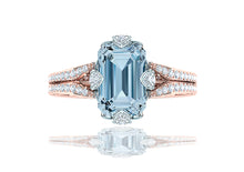 Load image into Gallery viewer, 2 Carat Aquamarine and Diamond Rose Gold Ring