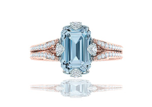 2 Carat Aquamarine and Diamond Rose Gold Ring