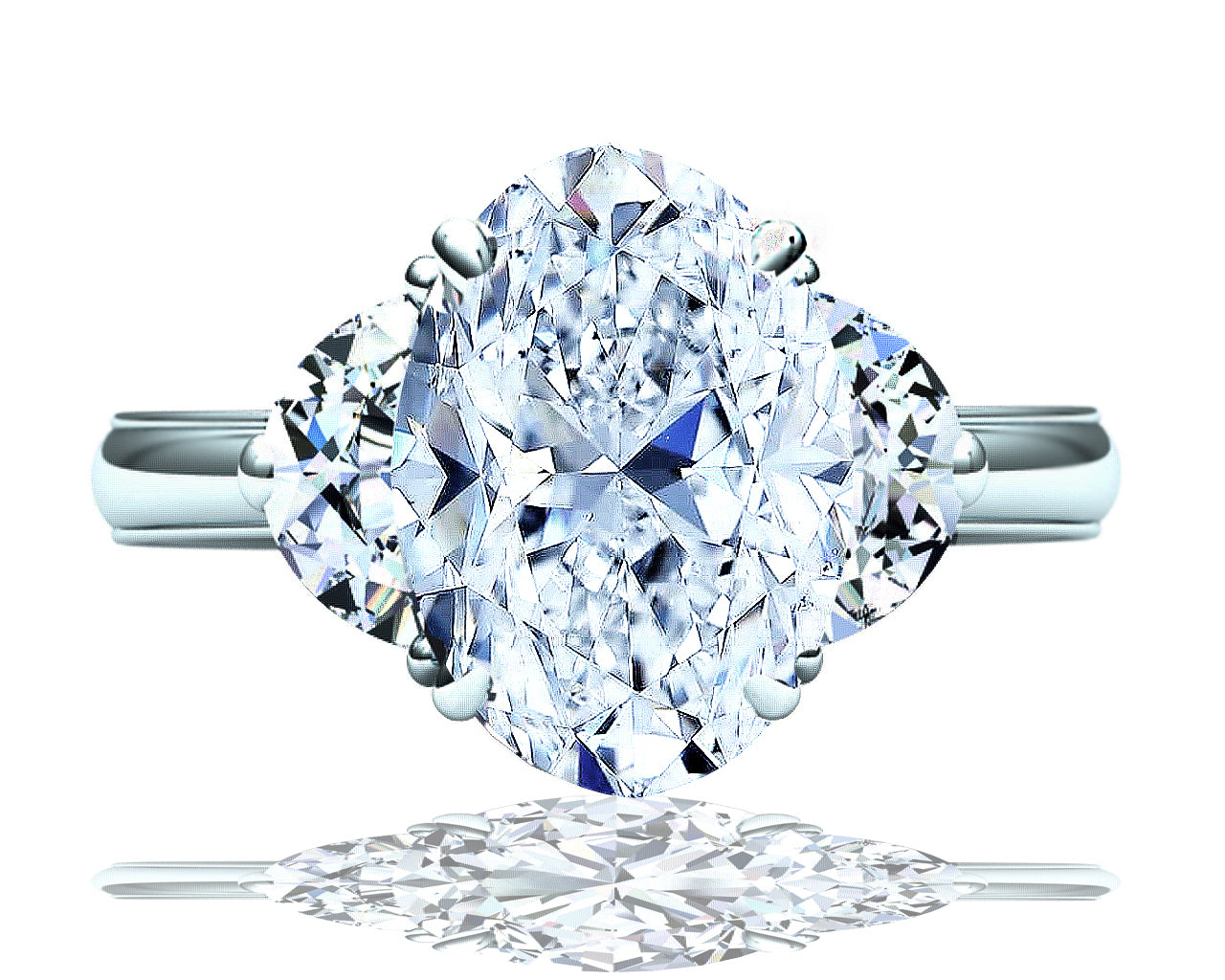 レビュー高評価の商品 Carat 2 H-SI1 Ring Engagement Stone Three Oval Certified GIA コレクション