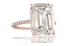 Load image into Gallery viewer, 5 Carat M -VS1 GIA Certified Emerald Cut Engagement Ring 18 Karat Rose Gold