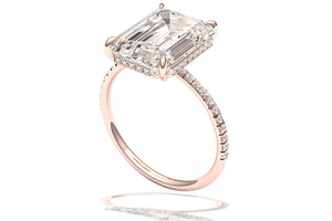 5 Carat M -VS1 GIA Certified Emerald Cut Engagement Ring 18 Karat Rose Gold