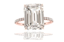 Load image into Gallery viewer, 5 Carat M -VS1 GIA Certified Emerald Cut Engagement Ring 18 Karat Rose Gold