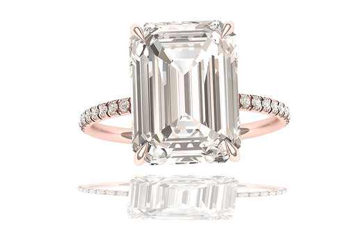 5 Carat M -VS1 GIA Certified Emerald Cut Engagement Ring 18 Karat Rose Gold