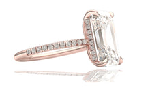 Load image into Gallery viewer, 5 Carat M -VS1 GIA Certified Emerald Cut Engagement Ring 18 Karat Rose Gold