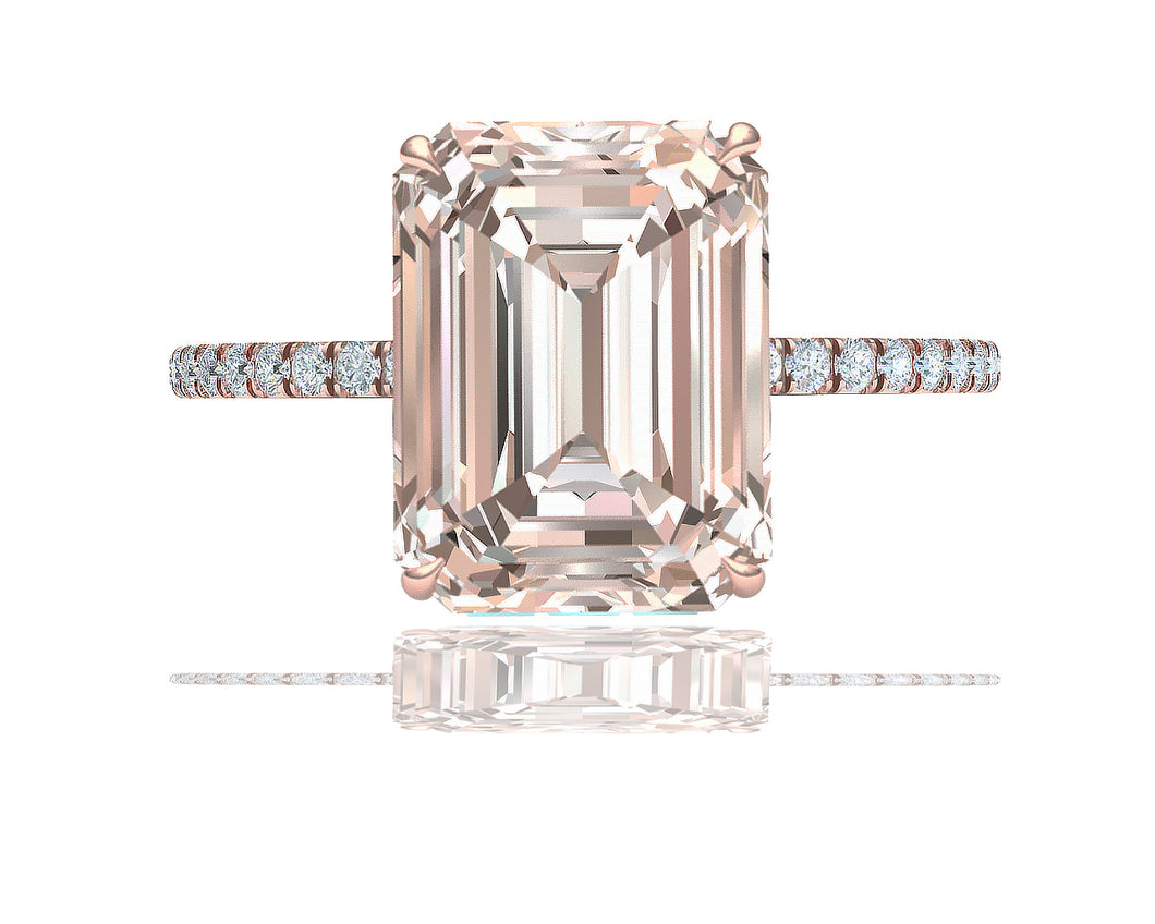 5 Carat Light Brown Emerald Cut Engagement Ring