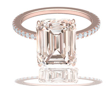 Load image into Gallery viewer, 5 Carat Light Brown Emerald Cut Engagement Ring