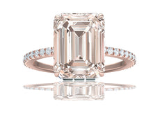 Load image into Gallery viewer, 5 Carat Light Brown Emerald Cut Engagement Ring