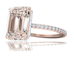 5 Carat Light Brown Emerald Cut Engagement Ring