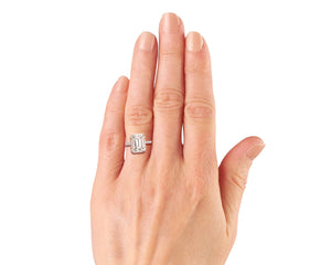 5 Carat Light Brown Emerald Cut Engagement Ring