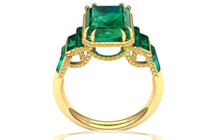 6 Carat Emerald and Yellow Diamond Ring