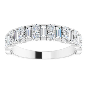 1 Carat Baguette and Round Wedding Band White Gold