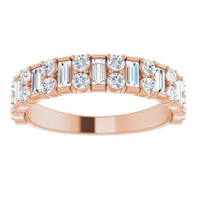 Load image into Gallery viewer, 1 Carat Baguette and Round Diamond Wedding Band Rose Gold