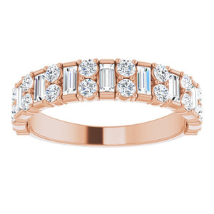 1 Carat Baguette and Round Diamond Wedding Band Rose Gold