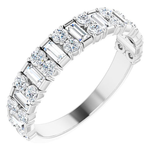 1 Carat Baguette and Round Wedding Band White Gold