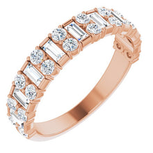 Load image into Gallery viewer, 1 Carat Baguette and Round Diamond Wedding Band Rose Gold