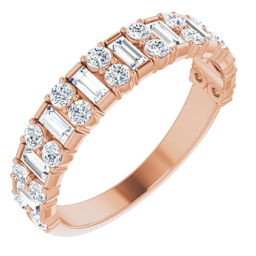 1 Carat Baguette and Round Diamond Wedding Band Rose Gold