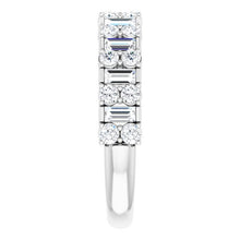 Load image into Gallery viewer, 1 Carat Baguette and Round Wedding Band White Gold