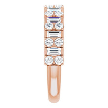 Load image into Gallery viewer, 1 Carat Baguette and Round Diamond Wedding Band Rose Gold