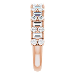 1 Carat Baguette and Round Diamond Wedding Band Rose Gold