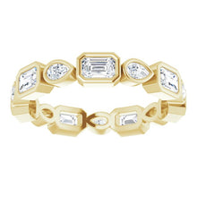 Load image into Gallery viewer, Emerald Cut and Pear Diamond Wedding Band Yellow Gold