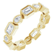 Load image into Gallery viewer, Emerald Cut and Pear Diamond Wedding Band Yellow Gold