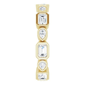 Emerald Cut and Pear Diamond Wedding Band Yellow Gold