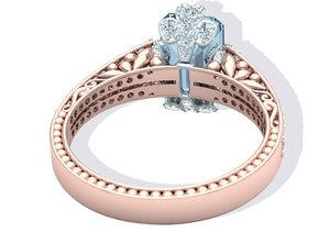 2 Carat Aquamarine and Diamond Rose Gold Ring