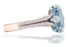 Load image into Gallery viewer, 2 Carat Aquamarine and Diamond Rose Gold Ring