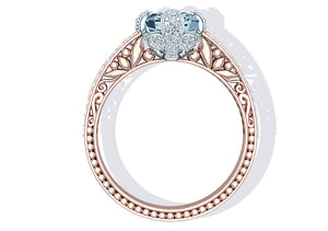 2 Carat Aquamarine and Diamond Rose Gold Ring