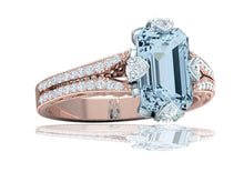 Load image into Gallery viewer, 2 Carat Aquamarine and Diamond Rose Gold Ring