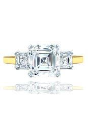 Load image into Gallery viewer, GIA Certified 2.30 Carat D-VS2 Asscher Three-Stone Ring