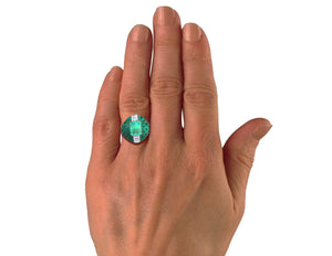 3 Carats Colombian Emerald and Diamond Ring