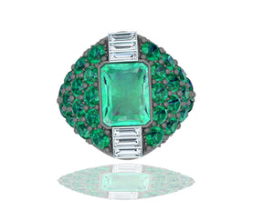 3 Carats Colombian Emerald and Diamond Ring