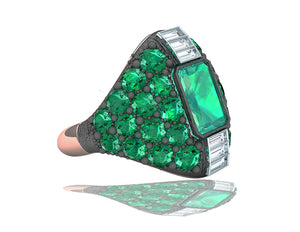 3 Carats Colombian Emerald and Diamond Ring