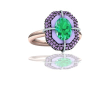 Load image into Gallery viewer, 1 Carat Zambian Emerald and Purple Sapphire Cocktail Ring