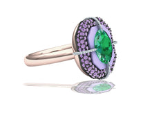 Load image into Gallery viewer, 1 Carat Zambian Emerald and Purple Sapphire Cocktail Ring