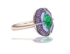 1 Carat Zambian Emerald and Purple Sapphire Cocktail Ring