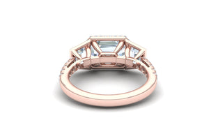 3 Carat Emerald Cut GIA Certified Diamond Engagement Rose Gold Ring