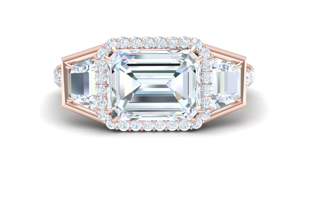 3 Carat Emerald Cut GIA Certified Diamond Engagement Rose Gold Ring