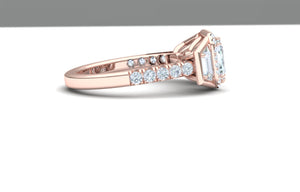 3 Carat Emerald Cut GIA Certified Diamond Engagement Rose Gold Ring