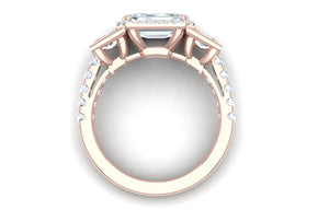 3 Carat Emerald Cut GIA Certified Diamond Engagement Rose Gold Ring