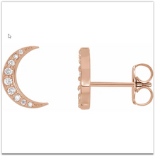 Load image into Gallery viewer, Diamond Cresent Moon Earrings