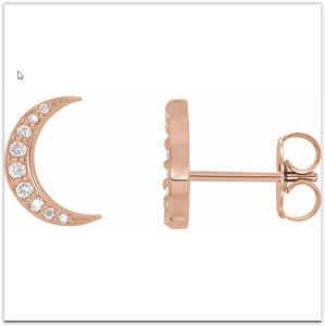 Diamond Cresent Moon Earrings