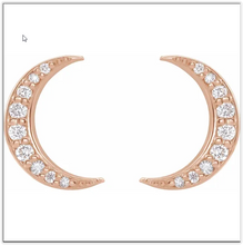 Load image into Gallery viewer, Diamond Cresent Moon Earrings