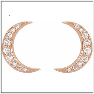 Diamond Cresent Moon Earrings